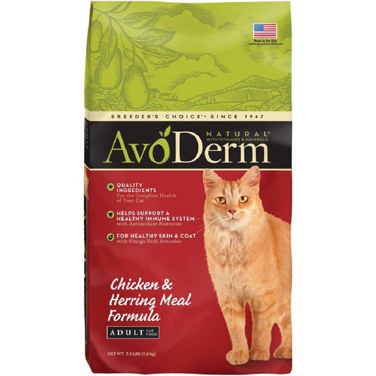 AvoDerm Natural Chicken & Herring Meal Formula - Adult Dry Cat Food 3.50 Lbs