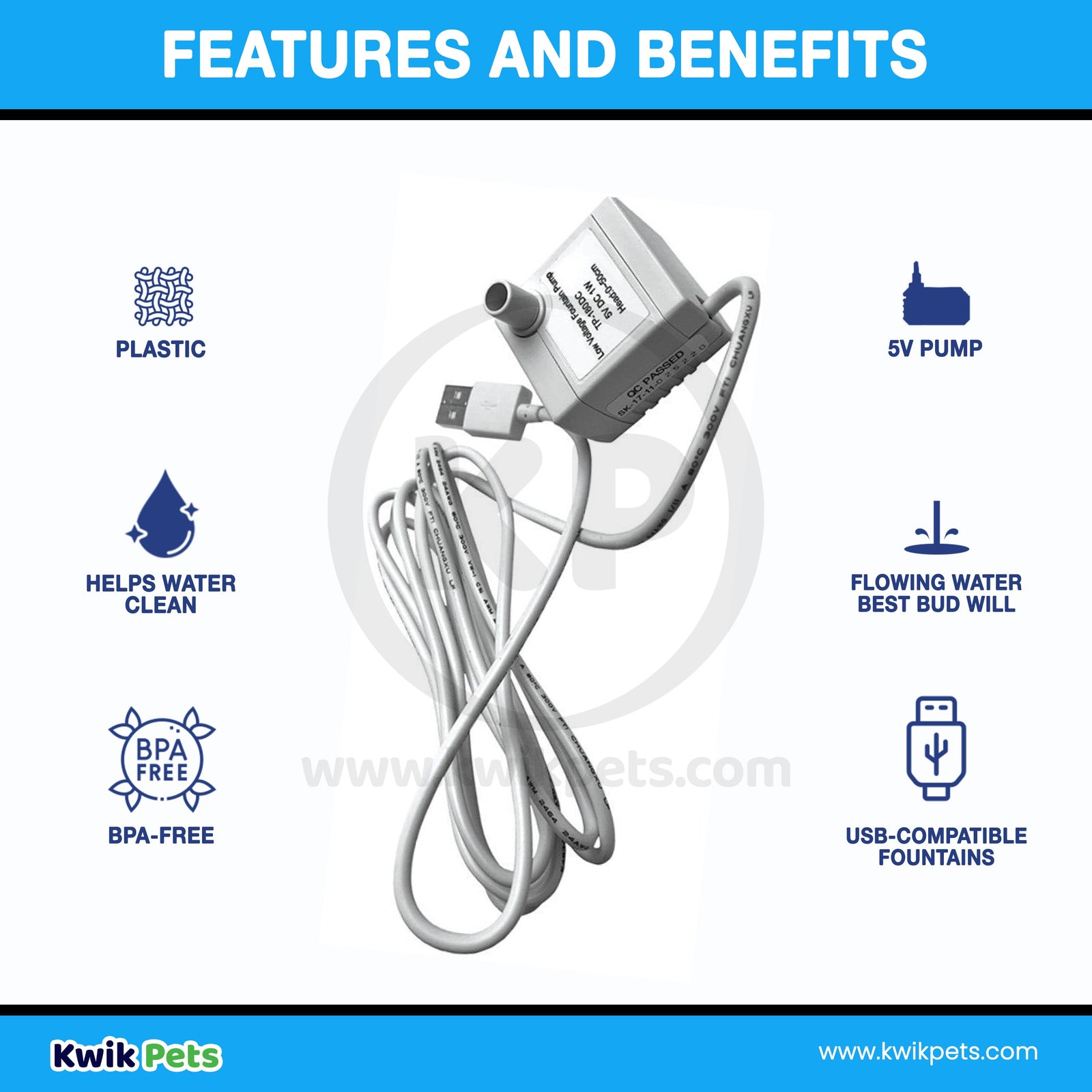 Features and Benefits of Pioneer Pet Drinking Fountain USB Pump