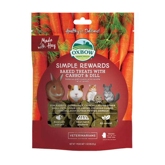 Oxbow Animal Health Simple Rewards Baked Small Animal Treats w/Carrot & Dill, 3 oz, Oxbow