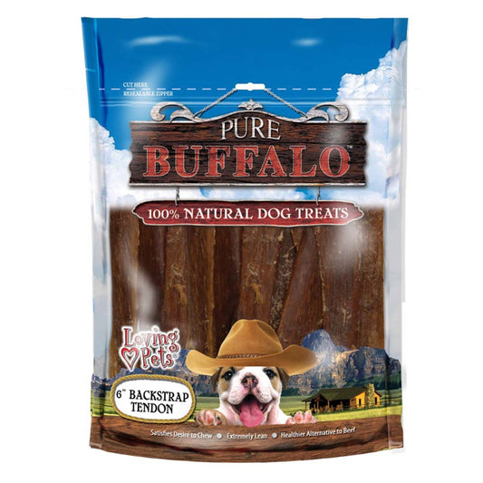 Loving Pets Pure Buffalo Backstrap Tendon Dog Treat, 20 ct, 4-6 in, Loving Pets