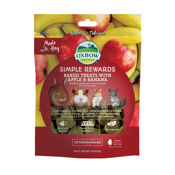 Oxbow Animal Health Simple Rewards Baked Small Animal Treats w/Apple & Banana, 3 oz, Oxbow