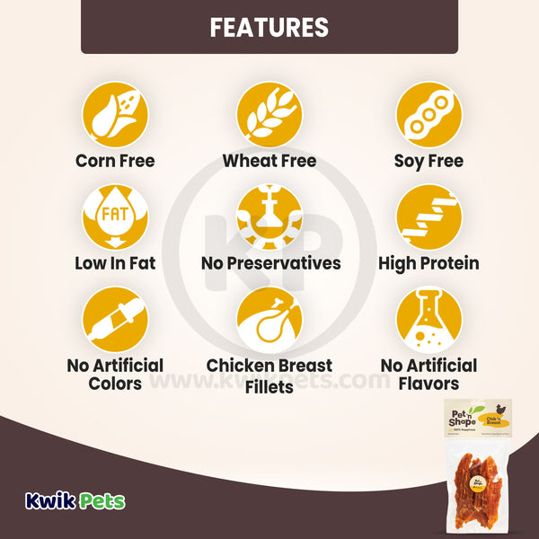 Features of Pet 'n Shape Chik 'n Breast Jerky Dog Treats 4-oz