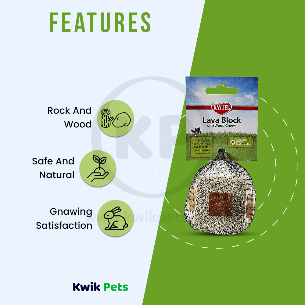 Kaytee Natural Lava Block with Wood Chews, Kaytee
