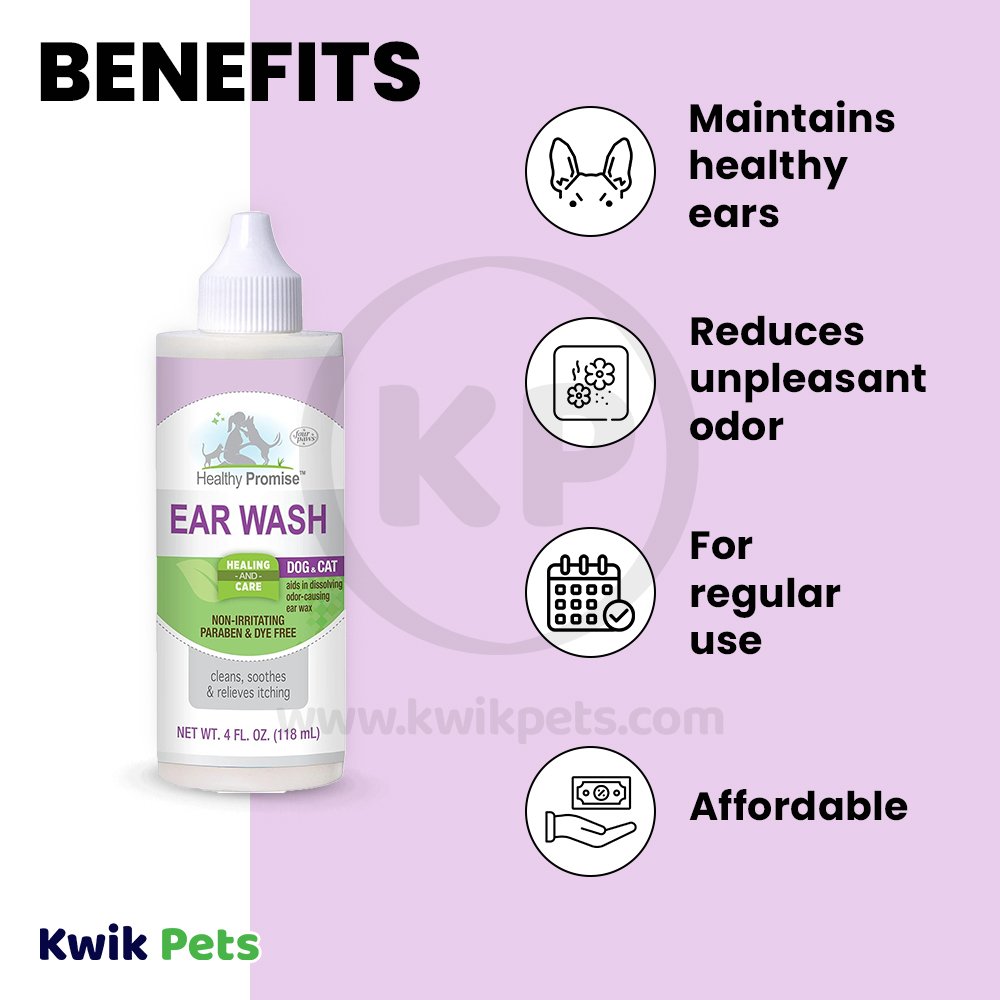 Benefits of Four Paws Healthy Promise Ear Wash for Dogs & Cats 4-oz