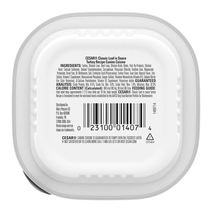 Cesar Classic Loaf in Sauce Adult Wet Dog Food Turkey, 3.5 oz, Cesar