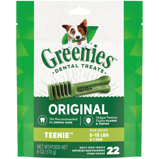 Greenies Original Teenie Natural Dental Care Dog Treats, 6-oz. 22 Treats, Greenies
