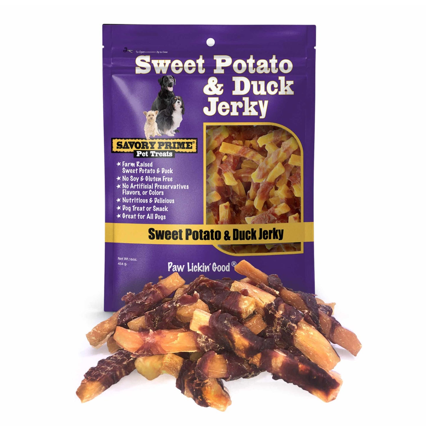 Savory Prime Natural Jerky Treats Sweet Potato & Duck, 8-oz, Savory Prime