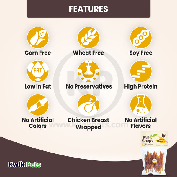 Features of Pet 'n Shape Chik 'n Skewers Jerky Dog Treats 8-oz