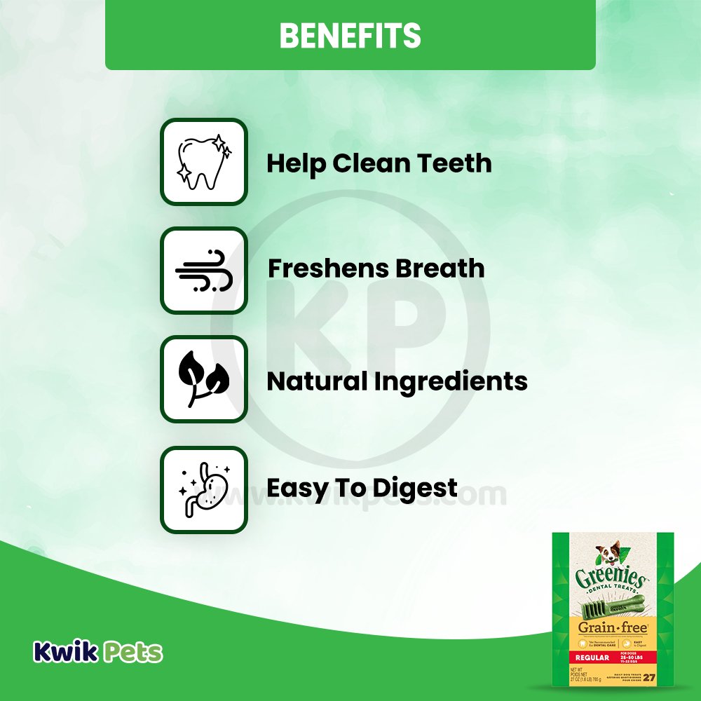 Greenies Grain Free Dog Dental Treats Original, 27 oz, 27 ct, Regular, Greenies