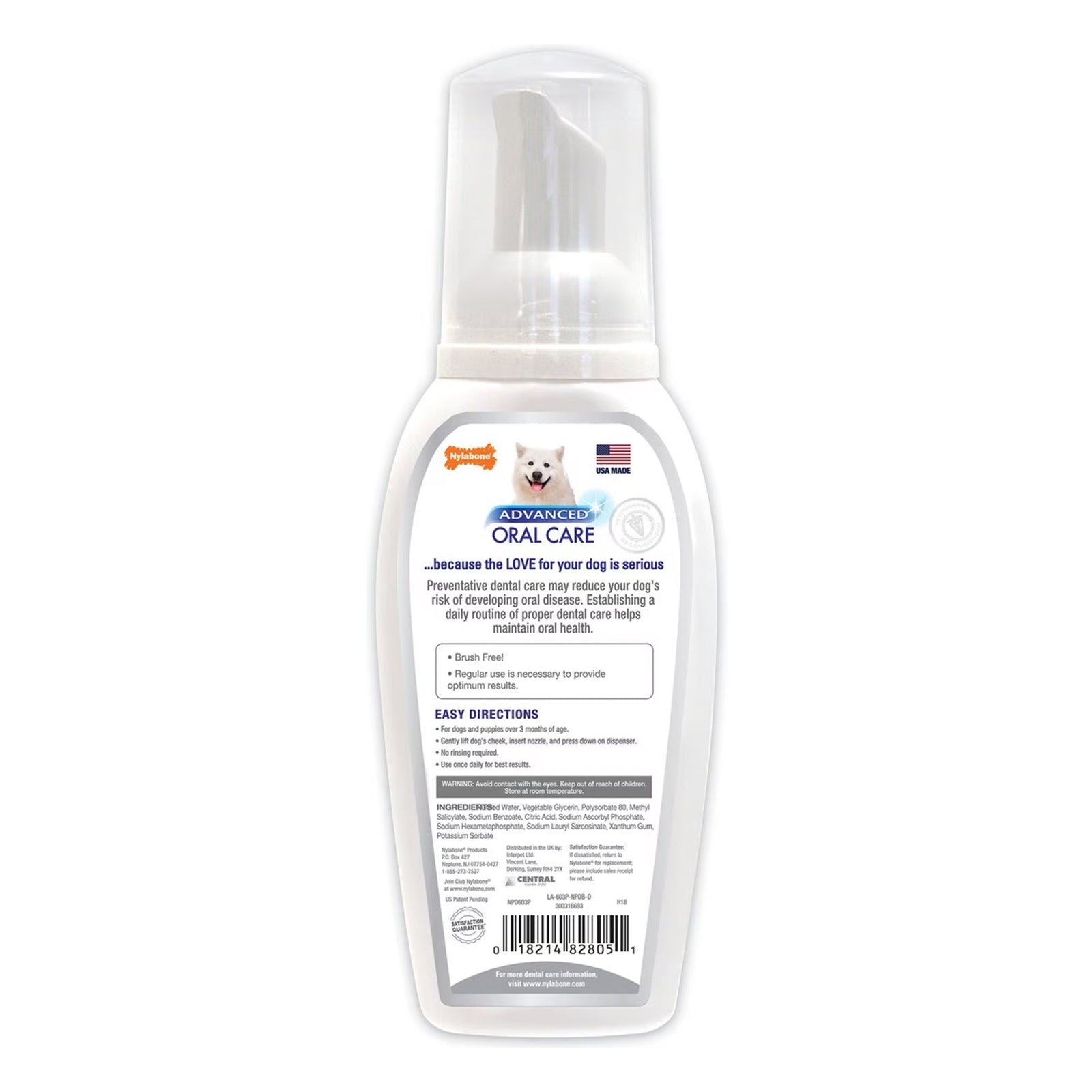 Nylabone Advanced Oral Care Foaming Tartar Remover Original Flavor 4 oz, Nylabone