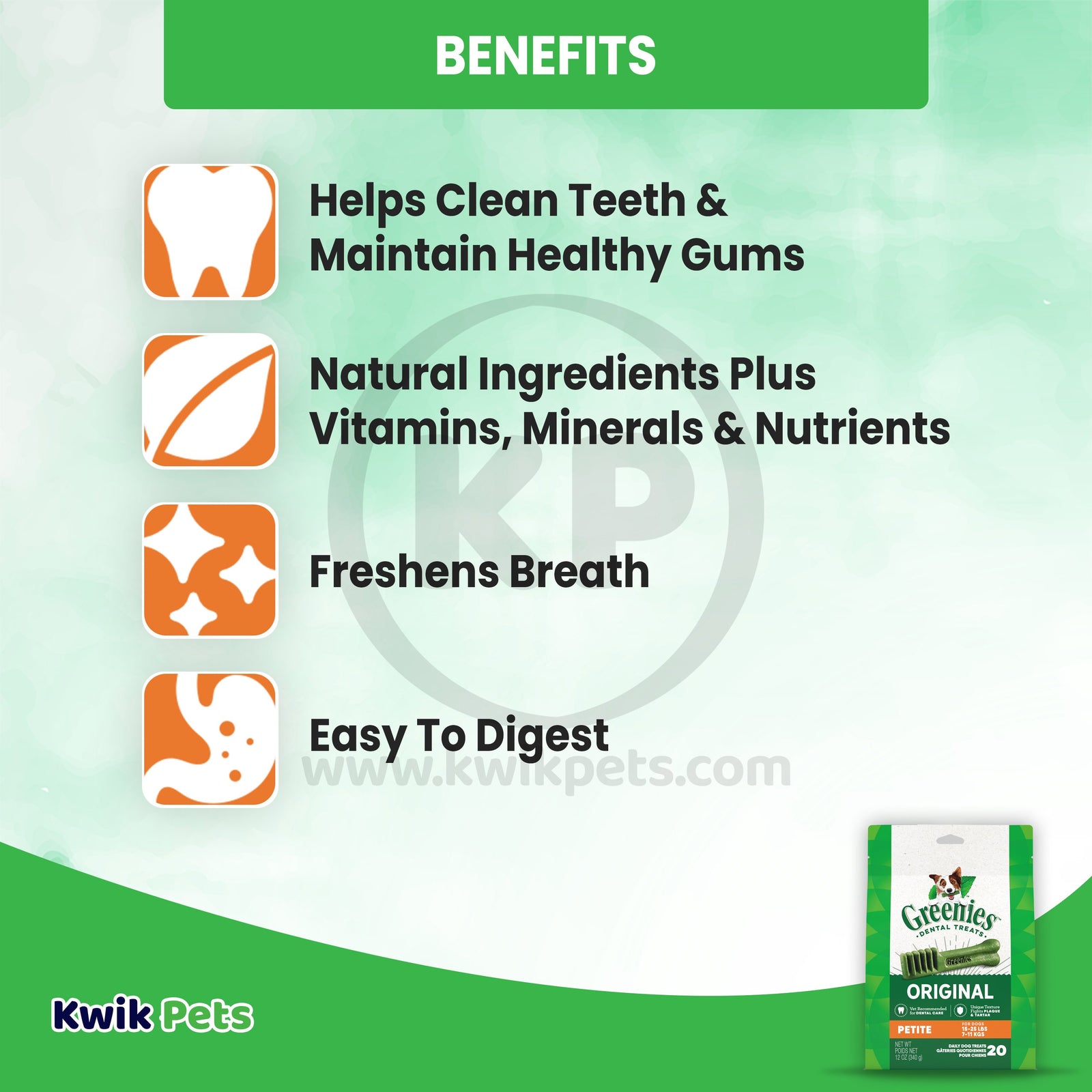 Greenies Fresh Petite Dental Dog Treats, 12 oz., Count of 20, Greenies