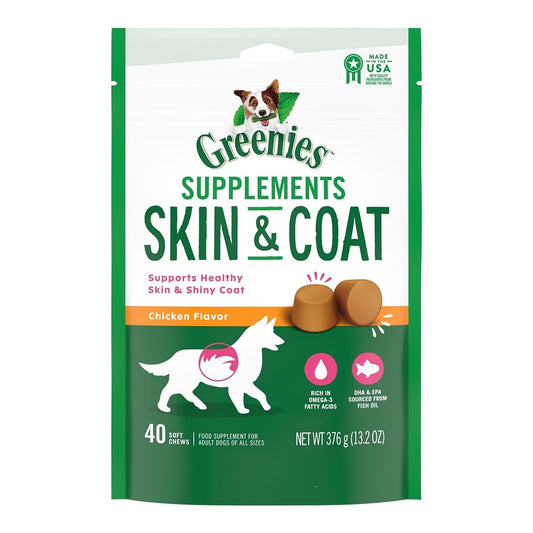 Greenies Skin & Coat Supplements, 40 ct, Greenies