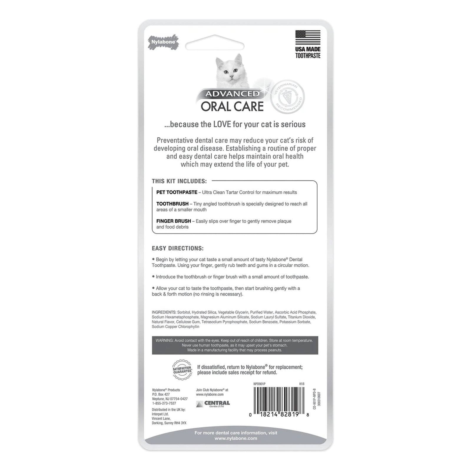 Nylabone Advanced Oral Care Cat Dental Kit, Nylabone