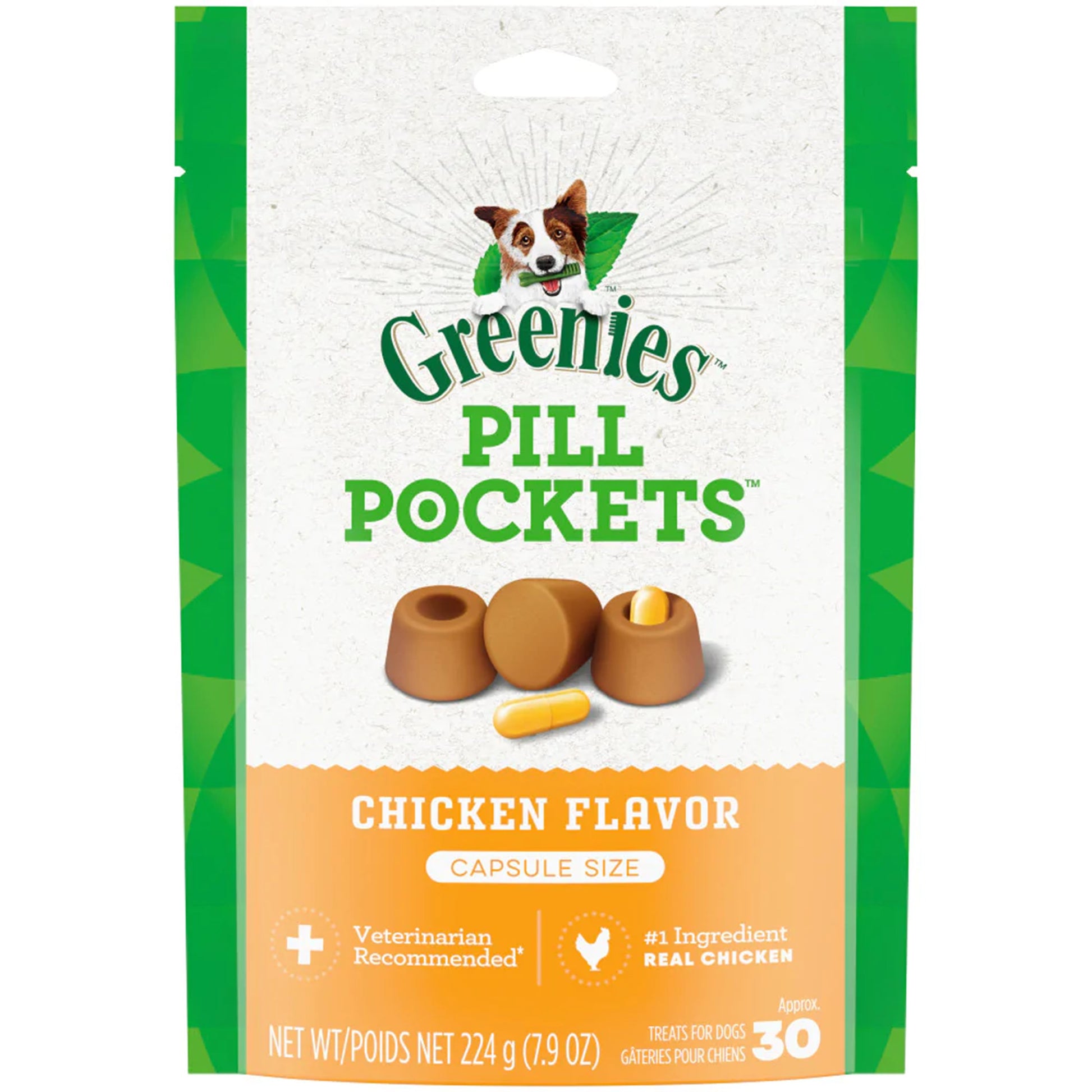 GREENIES PILL POCKETS Treats Chicken Flavor Capsule Size 7.9-oz, Greenies