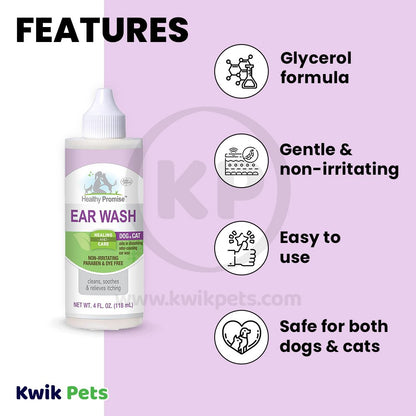 Four Paws Healthy Promise Pet Ear Wash for Dogs and Cats 4 oz, Four Paws