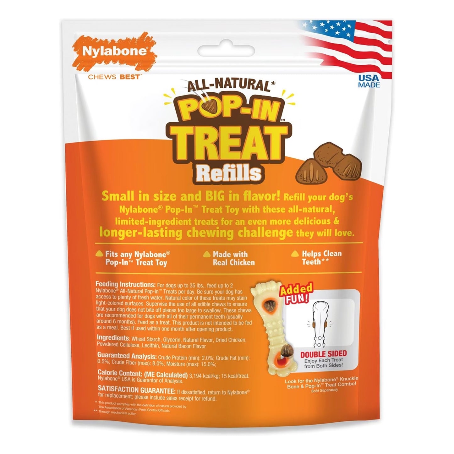 Nylabone Pop-In Dog Treat Refills for Treat Toy Combo Treat Refill, Chicken, Medium/Wolf (30 ct), Nylabone