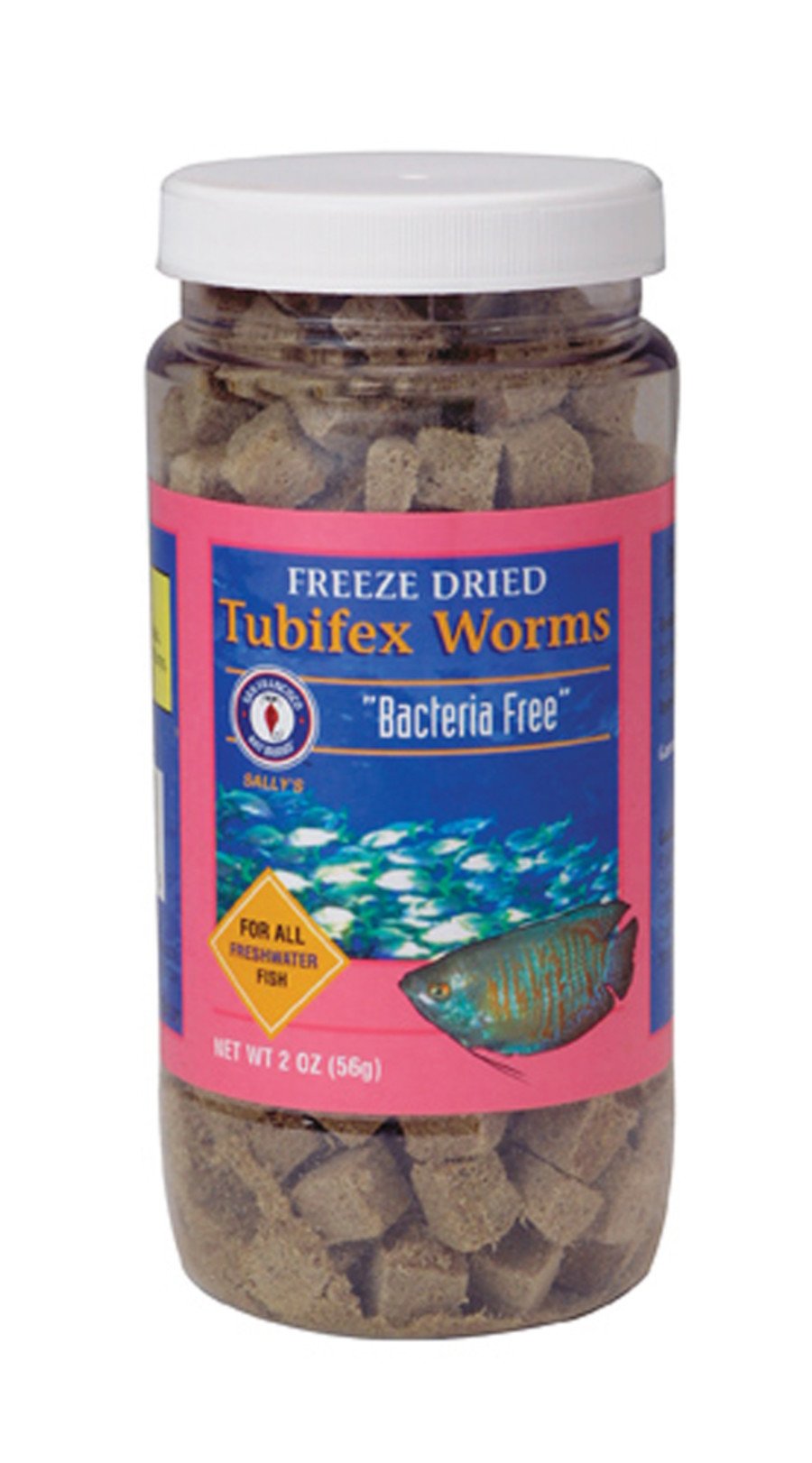 San Francisco Bay Bacteria Free Tubifex Worms Freeze Dried Fish Food, 2-oz