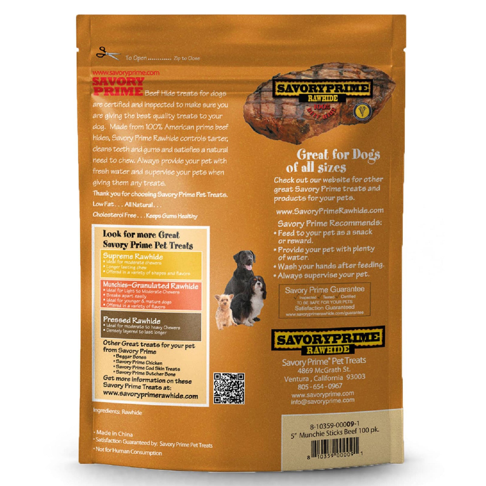 Savory Prime Munchie Sticks Dog Treat Beef, 5 in, 100 ct, Savory Prime
