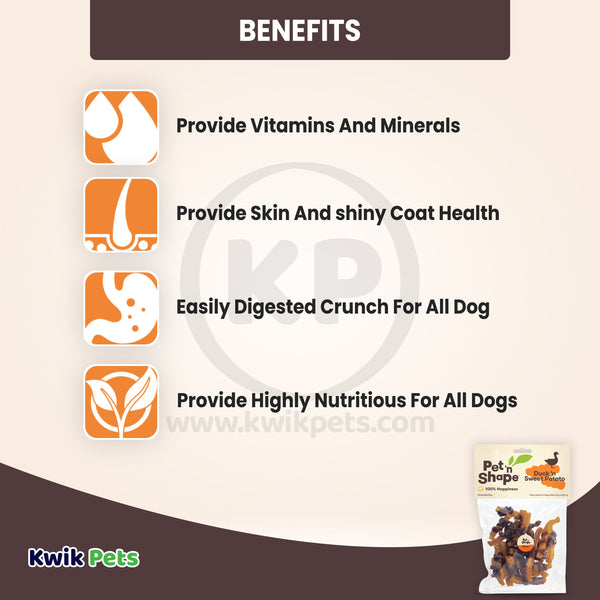 Benefits of Pet 'n Shape Duck 'n Sweet Potato Jerky Dog Treats 8-oz
