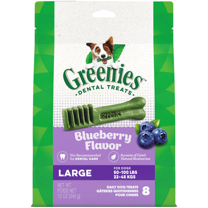 Greenies Dog Dental Treats Large, Blueberry, 12-oz, 8 ct, Greenies