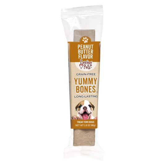 Loving Pets Yummy Bone Flavor Filled Dog Treat Peanut Butter, 2.8 oz, Loving Pets