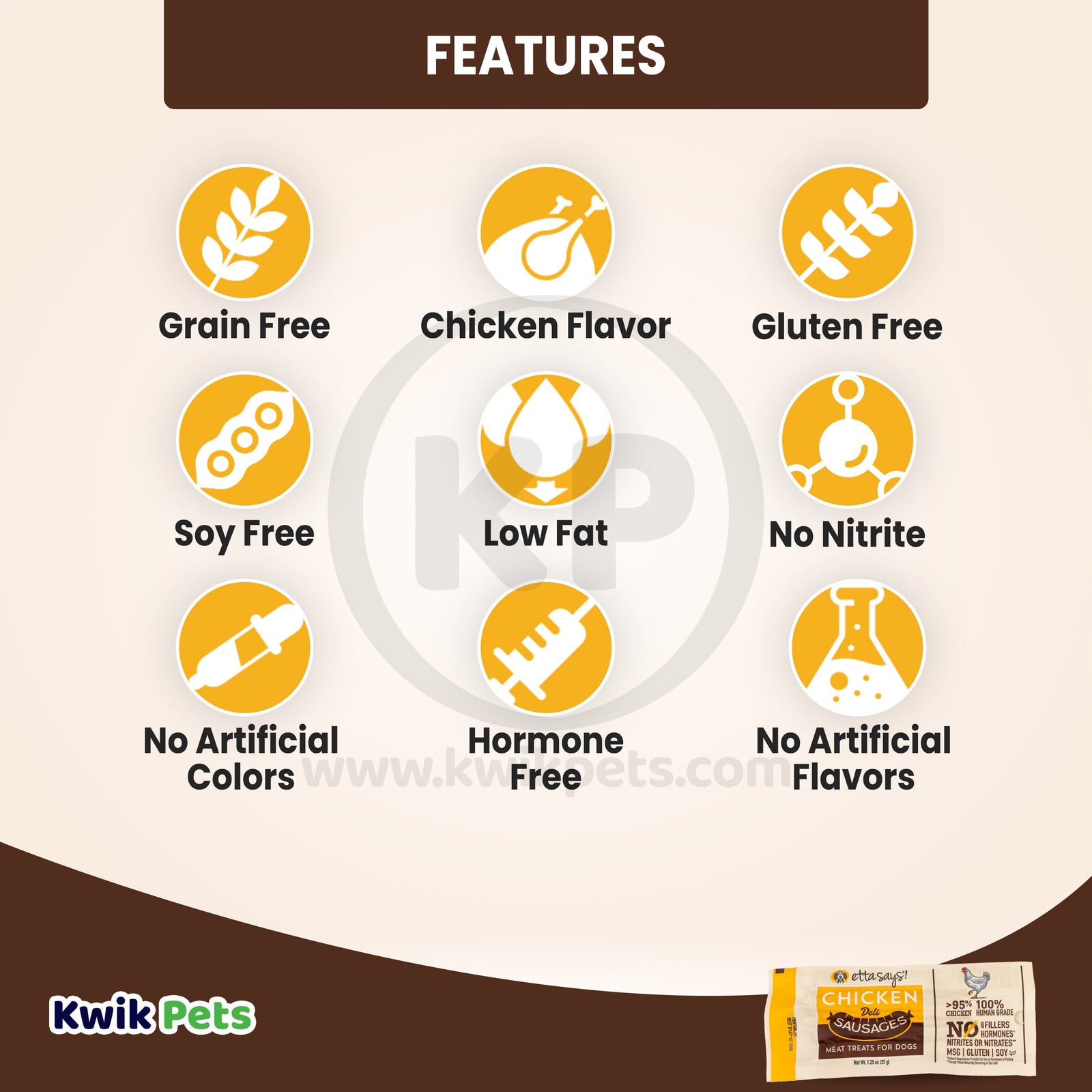 Etta Says! Sausage Link Dog Treat Display Chicken 1.25 oz, Etta Says