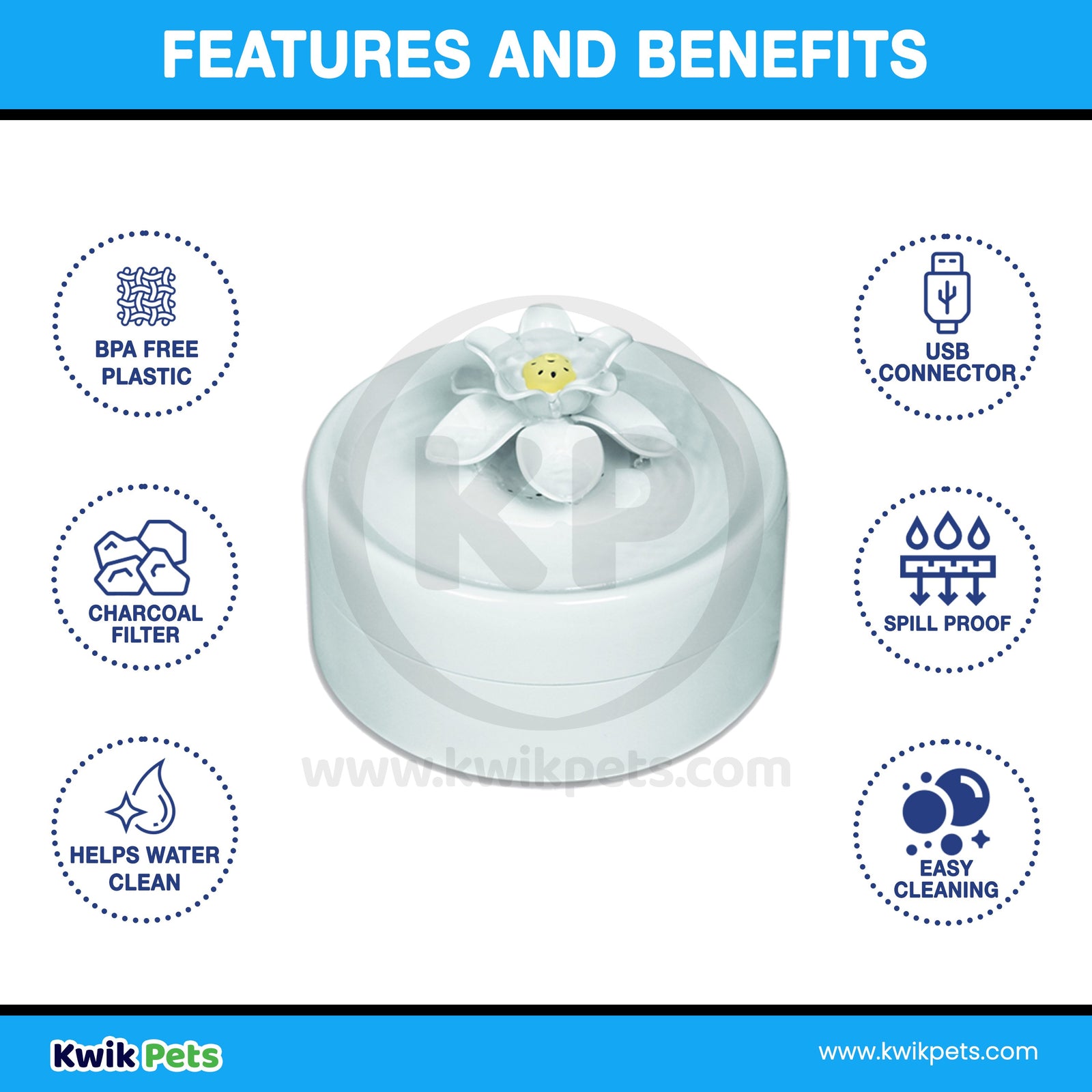 Pioneer Pet Magnolia Fountain-Plastic-White-55 oz, Pioneer Pet