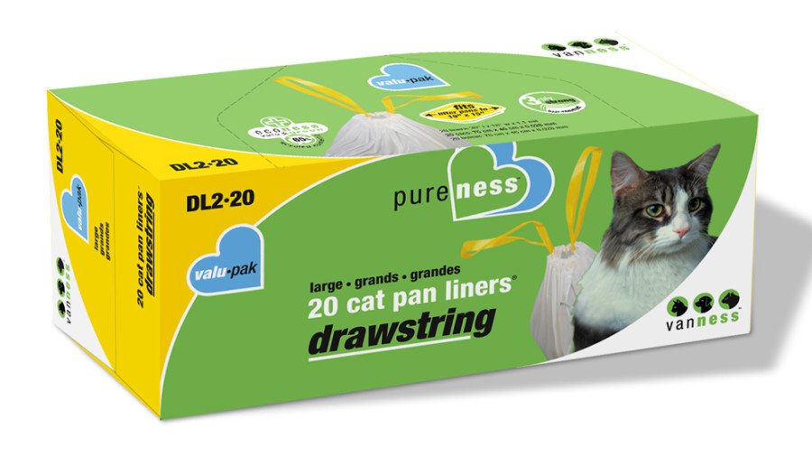 Van Ness Plastics Drawstring Cat Pan Liner White 20 ct, Large, Van Ness