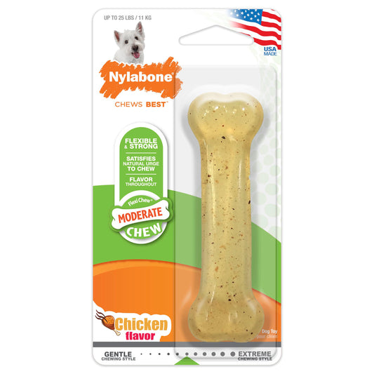 Nylabone Flex Chew Toy for Small/Regular Dogs - Chicken Flavor, 25 Lb - 1