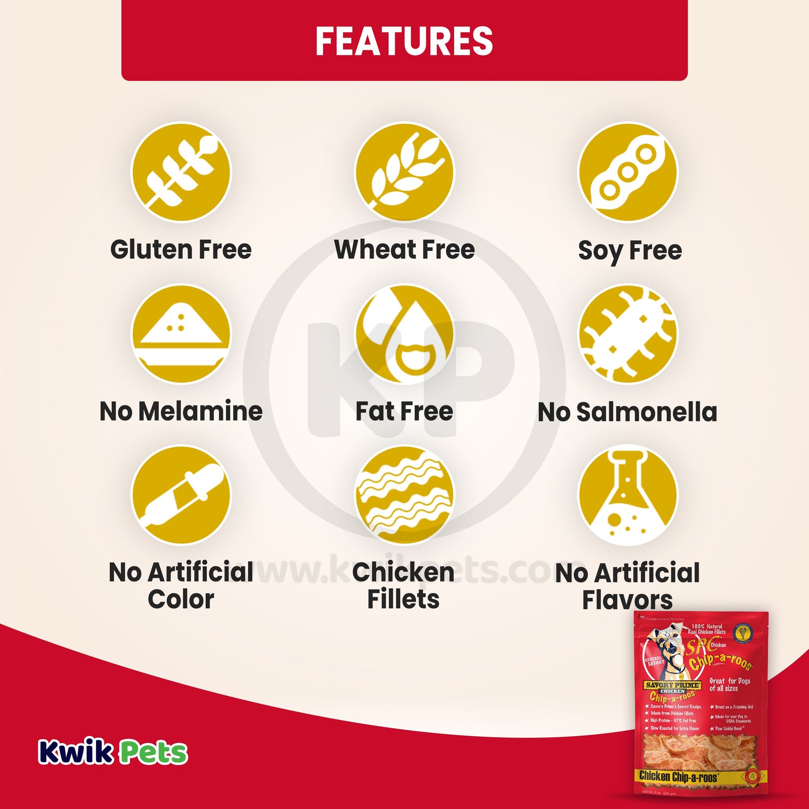 Savory Prime Chip-a-Roos Dog Treat Chicken, 8oz, Savory Prime