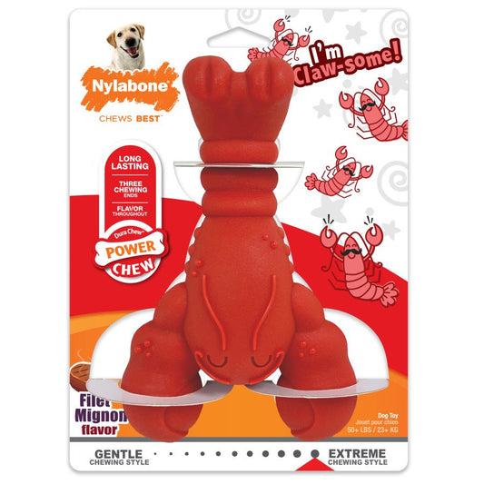 Nylabone Power Chew Lobster Dog Toy Filet Mignon,  XL/Souper - 50+ lb, Nylabone