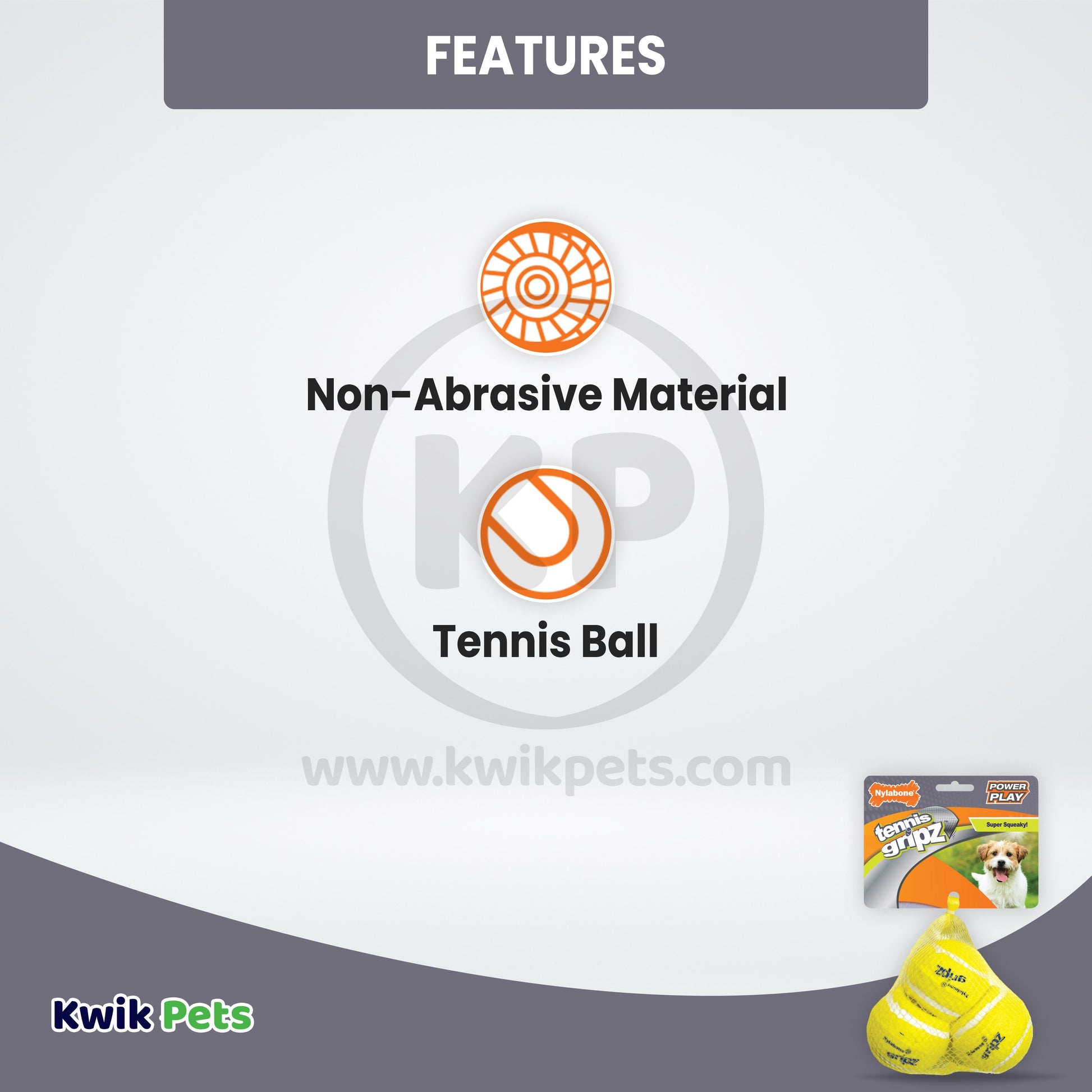 Nylabone Power Play Dog Tennis Ball Gripz 3 Count Medium, Nylabone