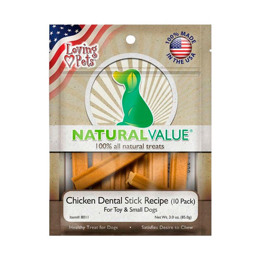 Loving Pets Natural Value Chicken Dental Stick Recipe Dog Treat Small 3oz, Loving Pets