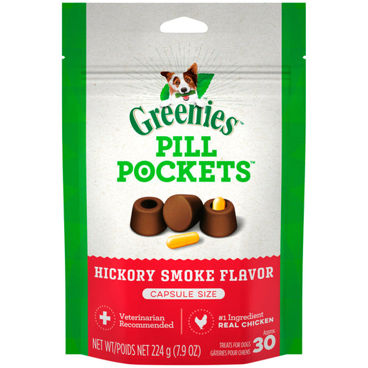 Greenies Pill Pockets Dog Treats Hickory Smoke Capsule 30 ct, 7.9-oz, Greenies