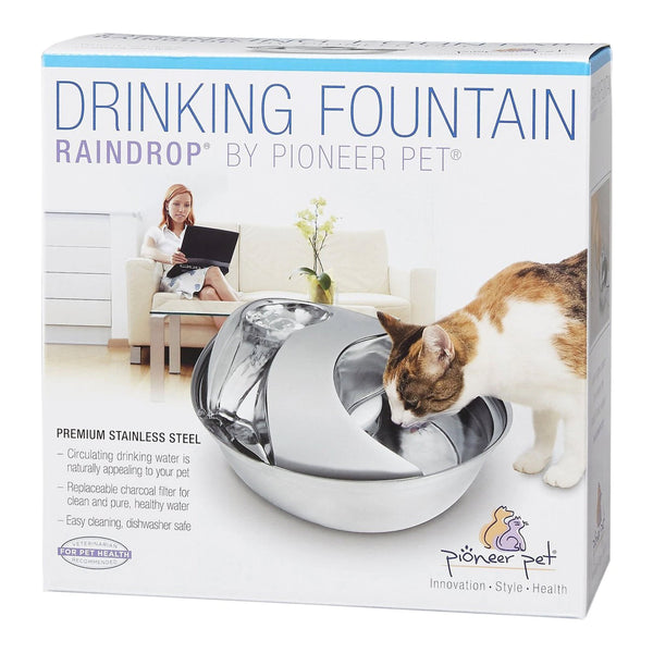 Grab Pioneer Pet Raindrop Fountain-Stainless Steel-60 oz