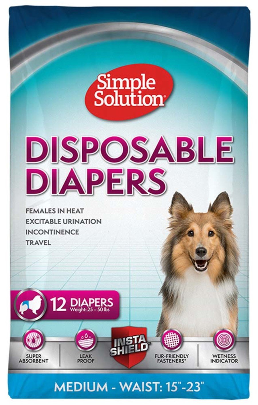 Simple Solution Disposable Diapers White Medium, 12 pk, Simple Solution