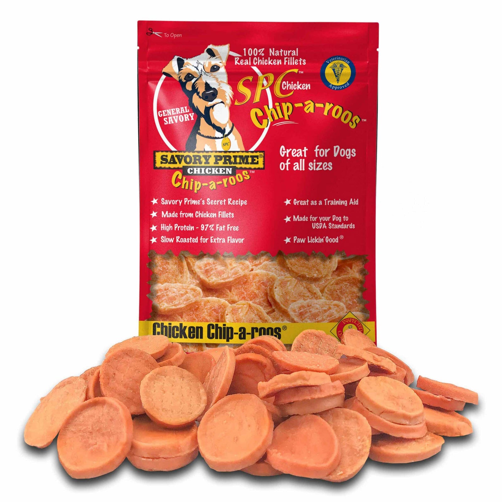 Savory Prime Chip-a-Roos Dog Treat Chicken, 8oz, Savory Prime