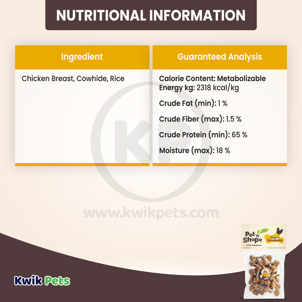 Information of Pet 'n Shape Chik 'n Dumbbells Jerky Dog Treats 8-oz
