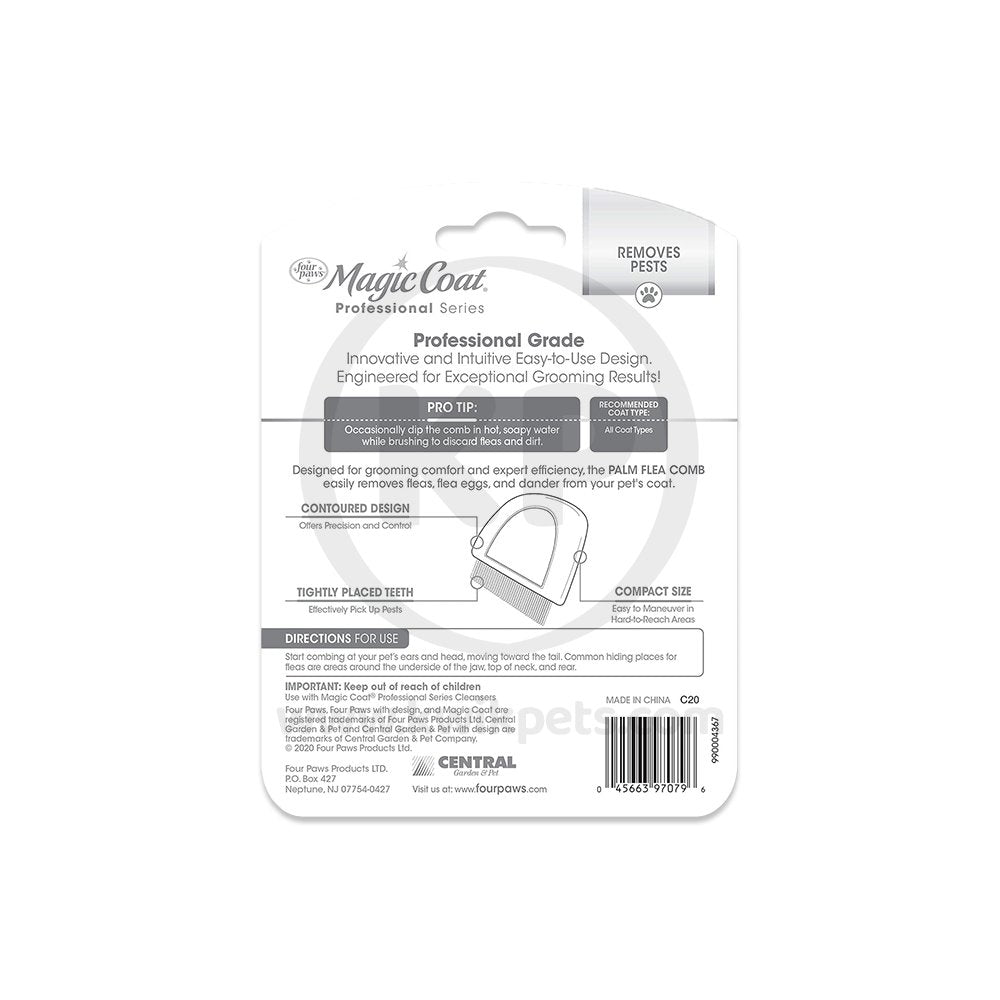 Back of Four Paws Magic Coat Palm Flea Comb One Size