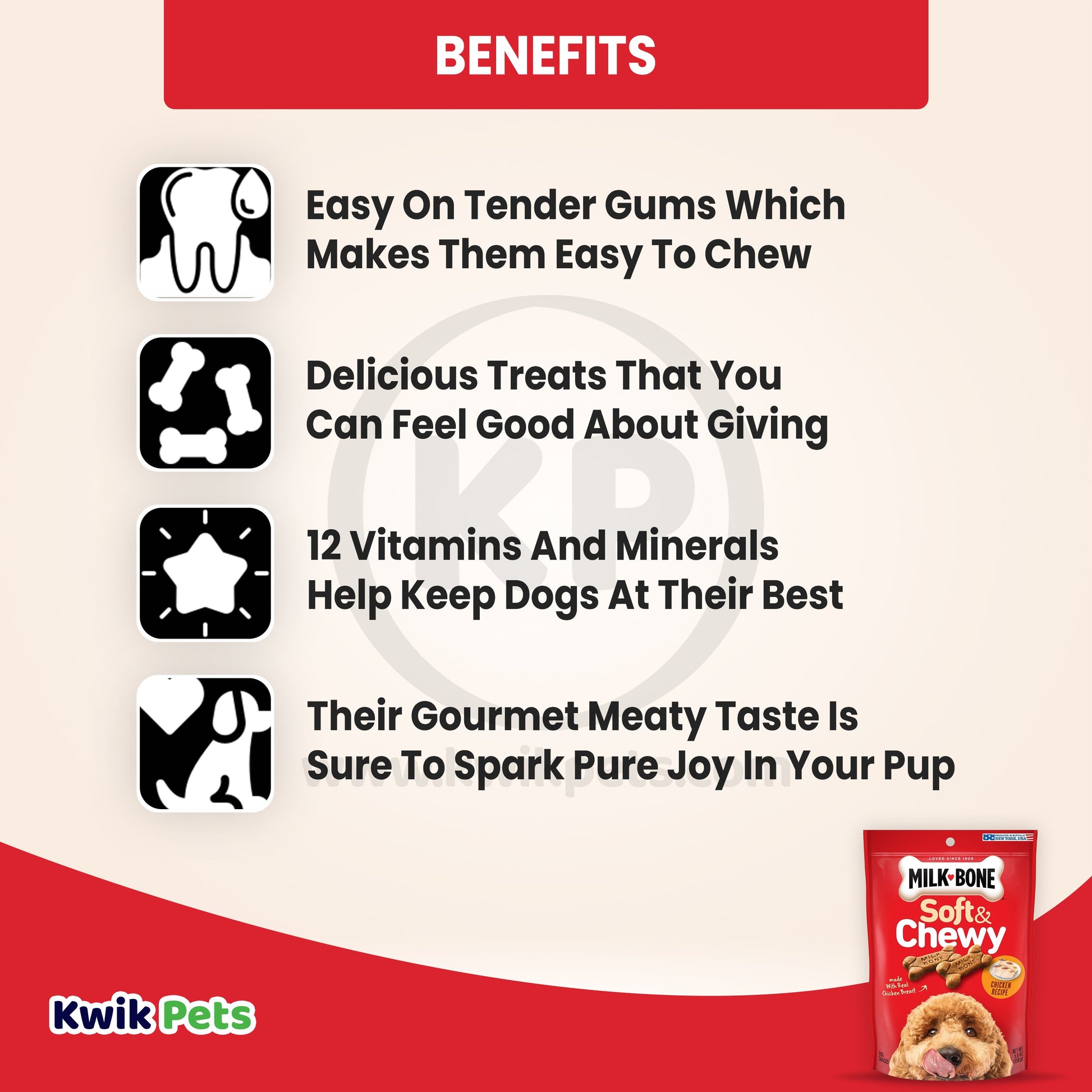 Milk-Bone Chicken Recipe Chewy Dog Treats 5.6oz, Milk-Bone