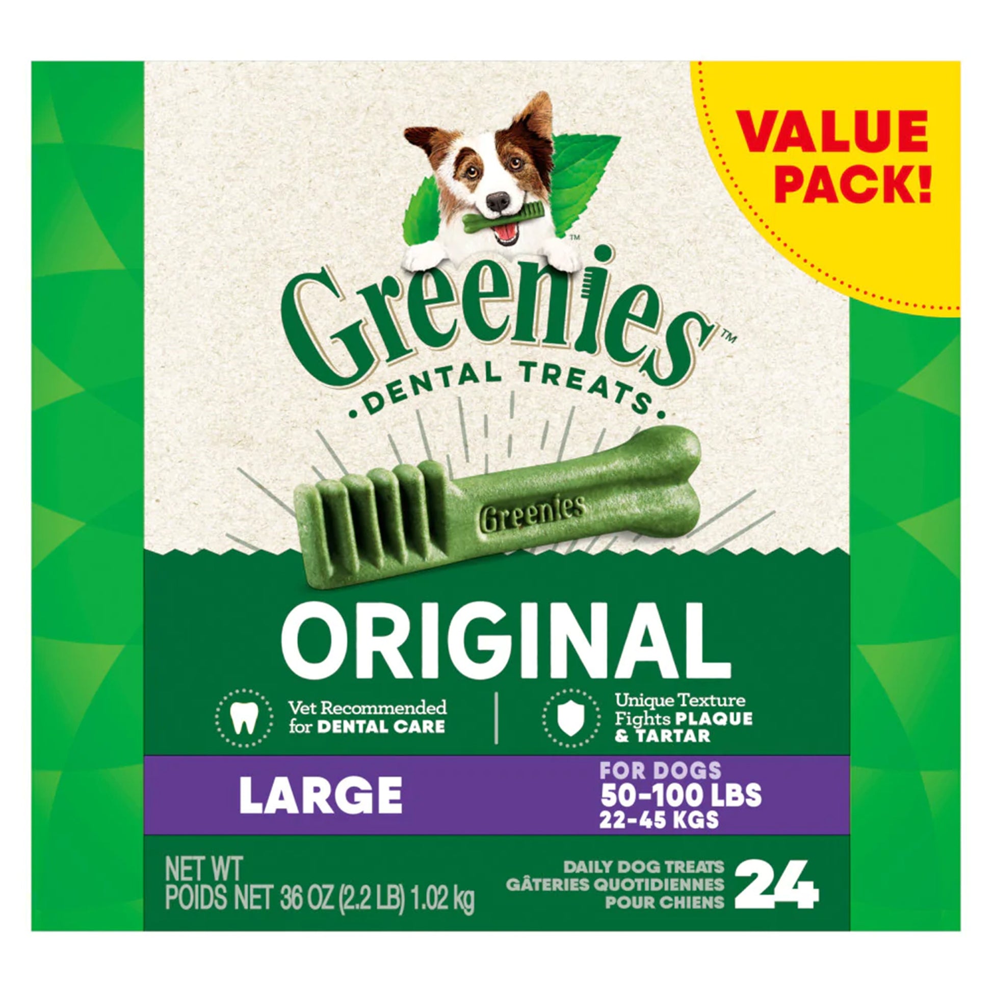 Greenies Dog Dental Treats Original Large 36 oz, 24 Count, Greenies