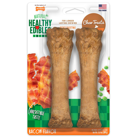 Nylabone Healthy Edibles Bacon Flavor Chew Treats, 2 counts dogs up to 50 lb - 1