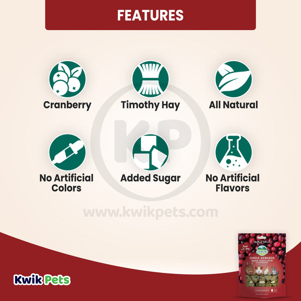 Oxbow Animal Health Simple Rewards Baked Small Animal Treats w/Cranberry, 3 oz, Oxbow