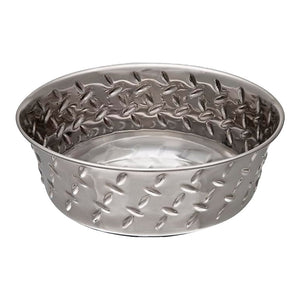 Loving Pets Diamond Plate Bowls with Non Skid Bottom Dog Dish Bowl Silver, 2 qt, Loving Pets