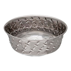 Loving Pets Diamond Plate Bowls with Non Skid Bottom Dog Dish Bowl Silver 2 Quart