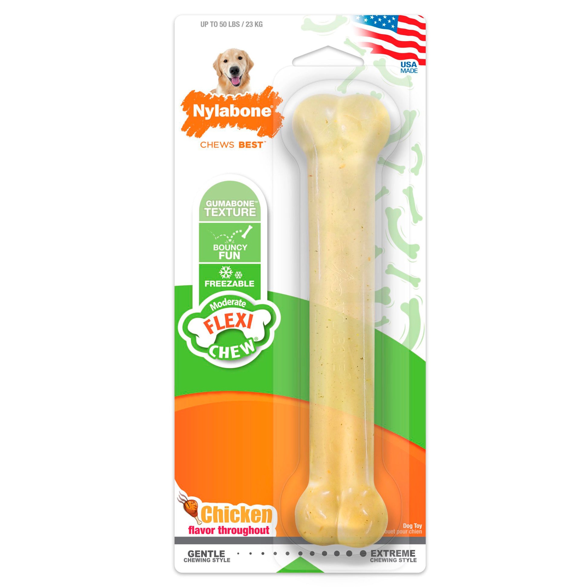 Nylabone Flex Moderate Chew Dog Toy Chicken Flavor Large/Giant - Up To 50 lb - 1