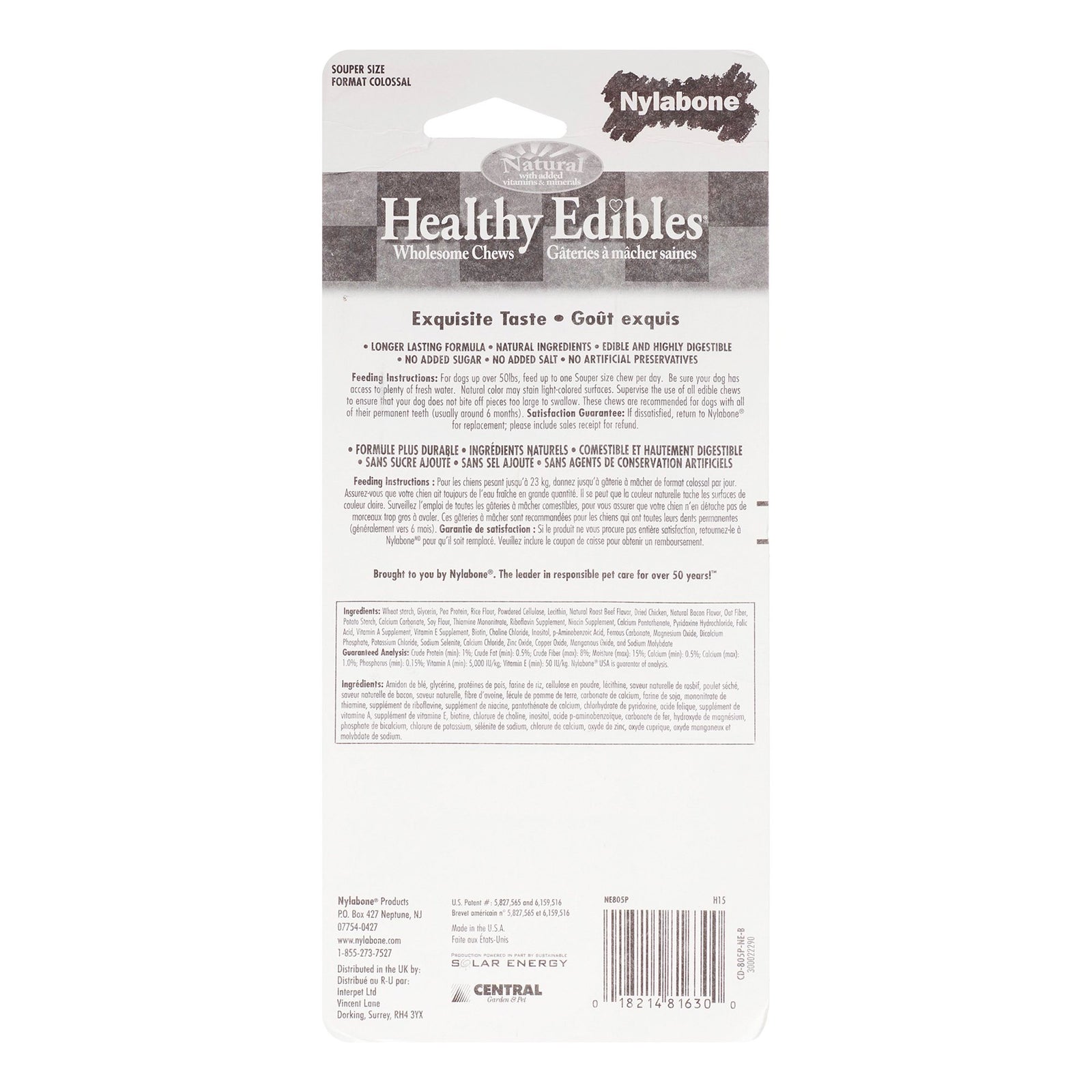 Image of Nylabone Healthy Edibles All-Natural Long Lasting Dog Chew Treats Roast Beef XL/Souper - 50+ lbs 1 Count