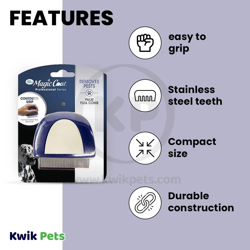 Features of Four Paws Magic Coat Palm Flea Comb One Size
