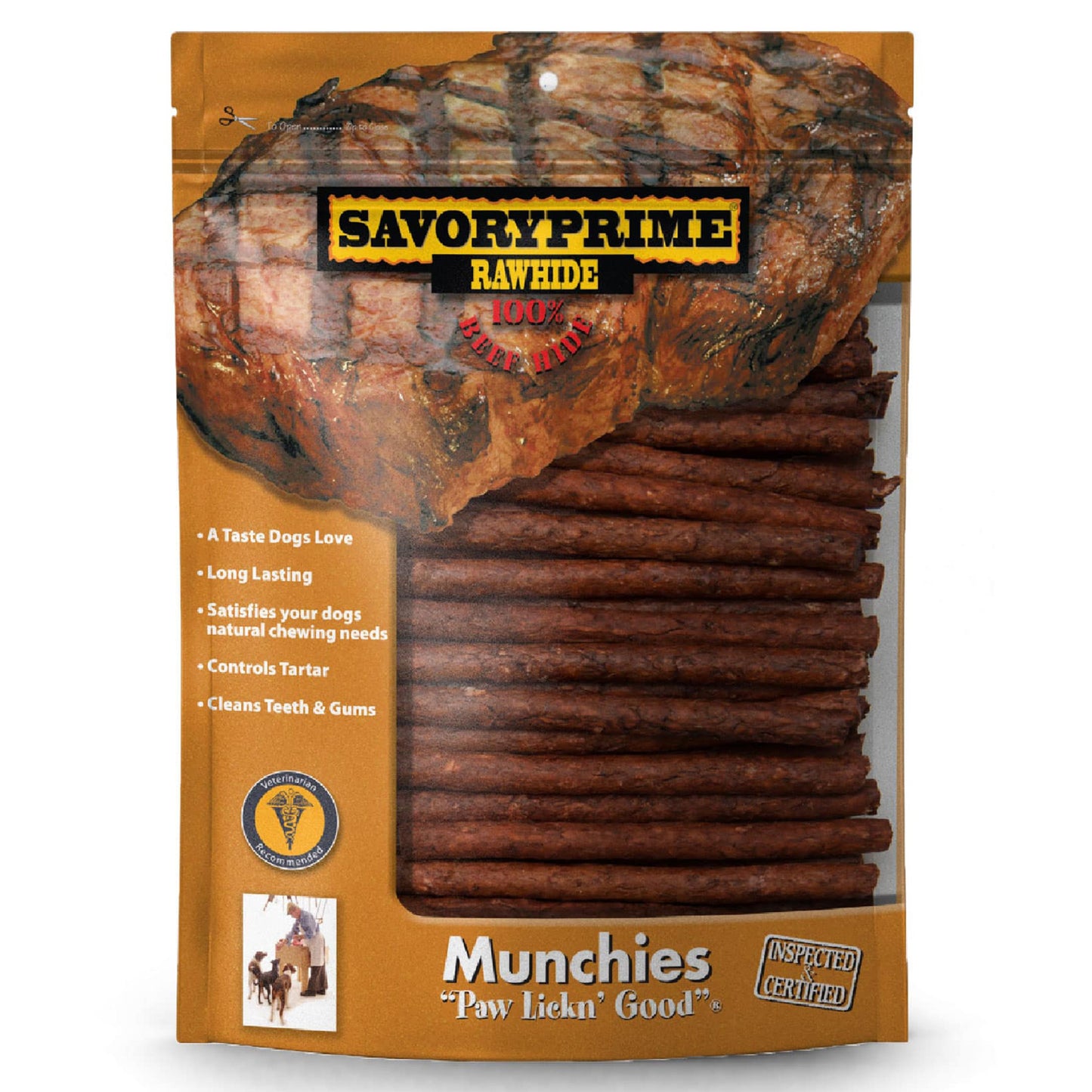 Savory Prime Munchie Sticks Dog Treat Beef, 5 in, 100 ct, Savory Prime