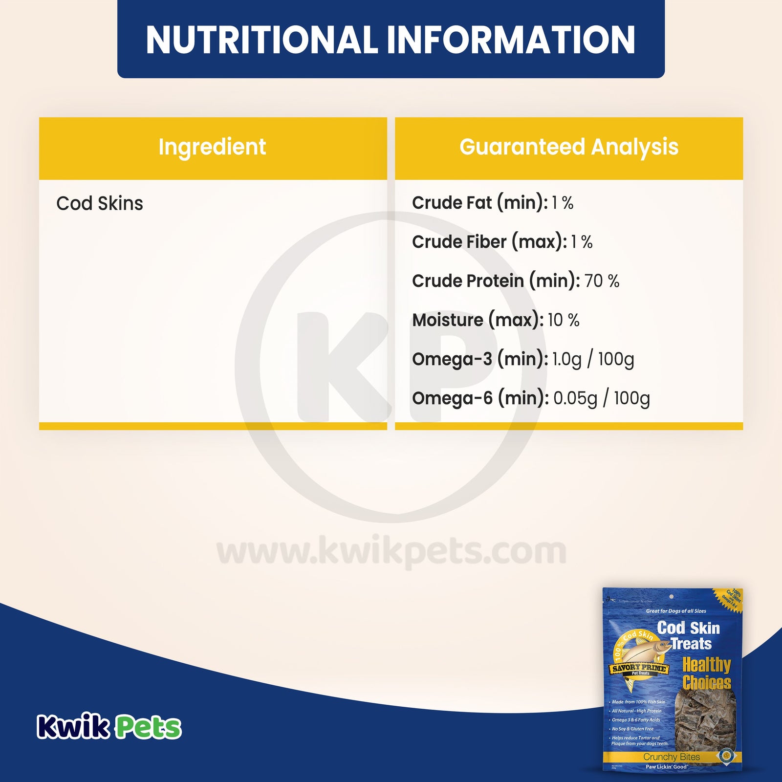 Information about Savory Prime Cod Skin Crunchy Bites Dog Treats 8-oz